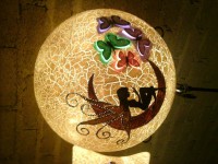 lampara de esfera con base de hereria